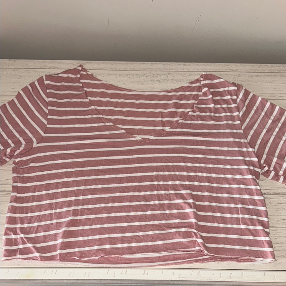SHEIN White and Pink Crop T-Shirt Relaxed Fit